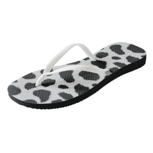 Zwarte en witte koe vlekken patroonpeltextuur teenslippers