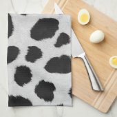 Zwarte en witte koe vlekken patroonpeltextuur theedoek (Quarter Fold)