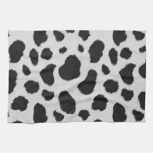 Zwarte en witte koe vlekken patroonpeltextuur theedoek (Horizontaal)