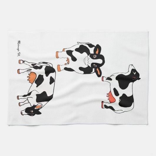 Zwarte en Witte koeien keukenhanddoek (Horizontaal)