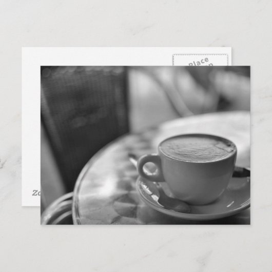 Zwarte en witte koffie briefkaart (Voorkant / Achterkant)