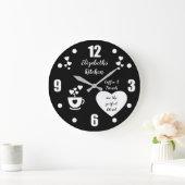 Zwarte en witte koffiebeker liefdeskeuken grote klok (Huis)