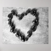 Zwarte en witte koffiebonen met een uiterlijk 16x2