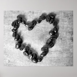 Zwarte en witte koffiebonen met een uiterlijk 16x2 poster