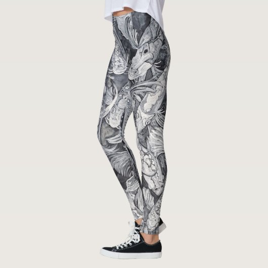 Zwarte en witte koi vis leggings (Links)