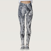 Zwarte en witte koi vis leggings (Voorkant)