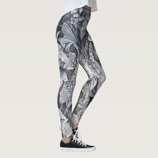 Zwarte en witte koi vis leggings (Rechts)