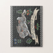 Zwarte en witte konijn Floral Inspirerend Puzzle Legpuzzel (Verticaal)