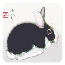 zwarte en witte konijn, Japanse kunst