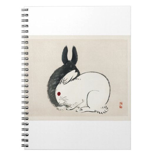 Zwarte en witte konijnen van Kono Bairei Notitieboek (Voorkant)