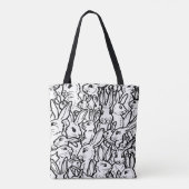 Zwarte en Witte konijnenbunny Drawings Minimale vu Tote Bag (Achterkant)