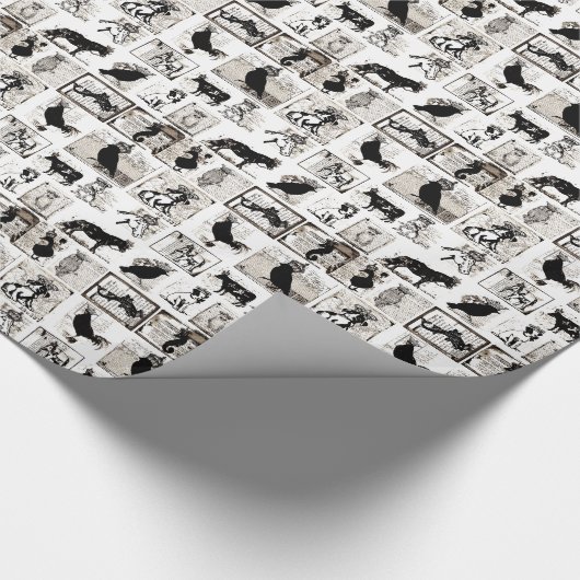 zwarte en witte koninklijke dieren cadeaupapier (Hoek)