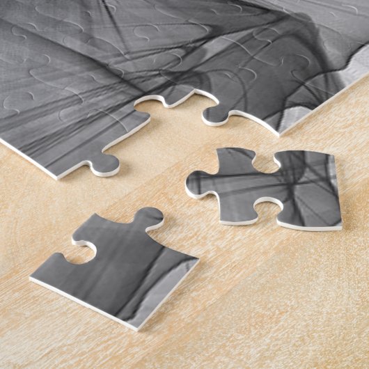 Zwarte en witte koolstof Grijze rook Abstract Legpuzzel (Zijkant)