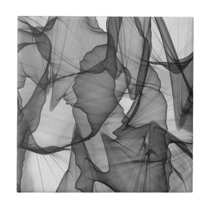 Zwarte en witte koolstof Grijze rook Abstract Tegeltje