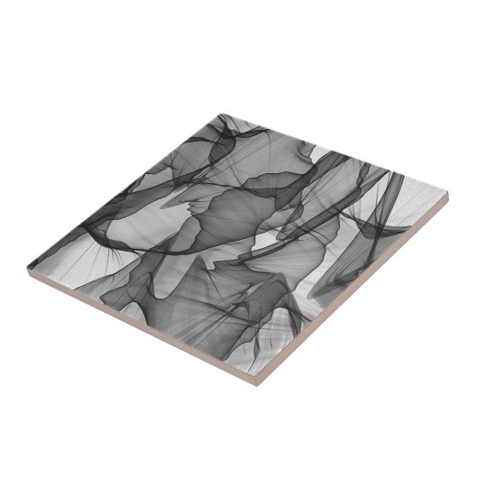 Zwarte en witte koolstof Grijze rook Abstract Tegeltje (Zijkant)