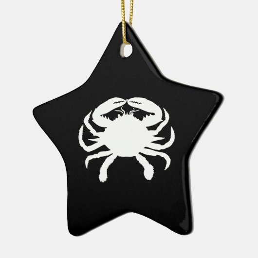 Zwarte en witte krab keramisch ornament (Links)