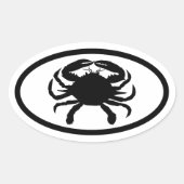 Zwarte en witte krab ovale sticker (Voorkant)