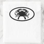 Zwarte en witte krab ovale sticker (Tas)