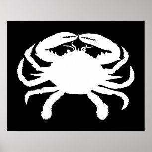 Zwarte en witte krab poster