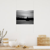 Zwarte en witte krabboat in de Sunset 16x20 Poster (Keuken)