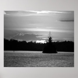 Zwarte en witte krabboat in de Sunset 16x20 Poster
