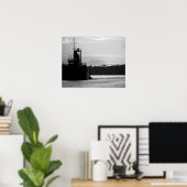 Zwarte en witte krabboat in de Sunset 16x20 Poster (Thuiskantoor)