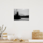 Zwarte en witte krabboat in de Sunset 16x20 Poster (Keuken)