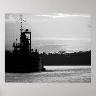 Zwarte en witte krabboat in de Sunset 16x20 Poster