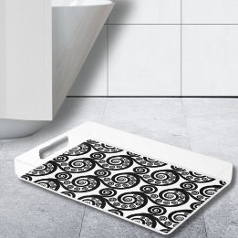 zwarte en witte kralige kralen koru fern rond acryl dienblad