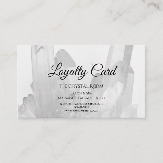 Zwarte en witte kristallen Salon Spa Klantenkaartje (Voorkant)