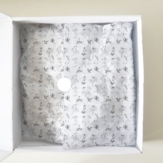 Zwarte en witte kruiden Botanische wilde bloemen P Tissuepapier