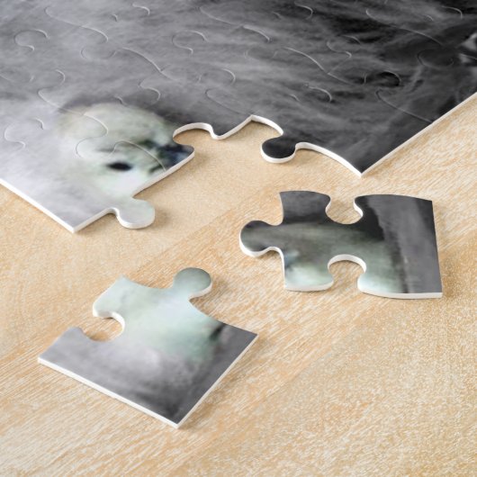 Zwarte en witte kuikens met gele kippen legpuzzel (Zijkant)