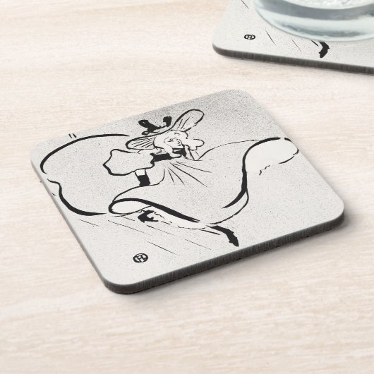 Zwarte en witte kunst Jane Avril van Toulouse Laut Bier Onderzetter (Linkerzijde)