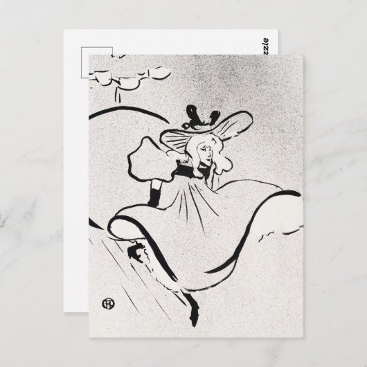 Zwarte en witte kunst Jane Avril van Toulouse Laut Briefkaart (Voorkant / Achterkant)