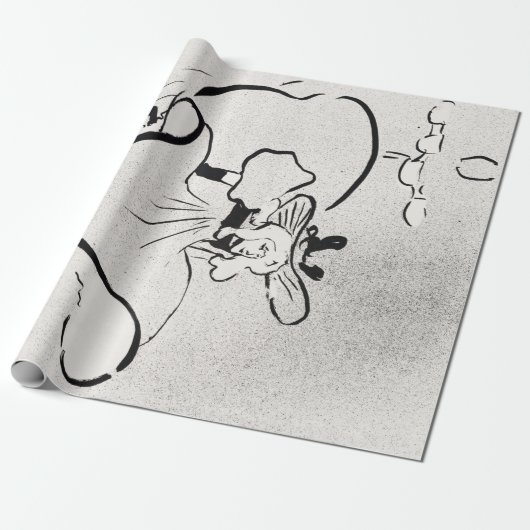 Zwarte en witte kunst Jane Avril van Toulouse Laut Cadeaupapier (Uitgerold)