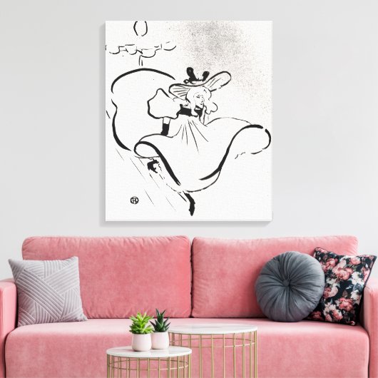 Zwarte en witte kunst Jane Avril van Toulouse Laut Canvas Afdruk (Insitu (Woonkamer))