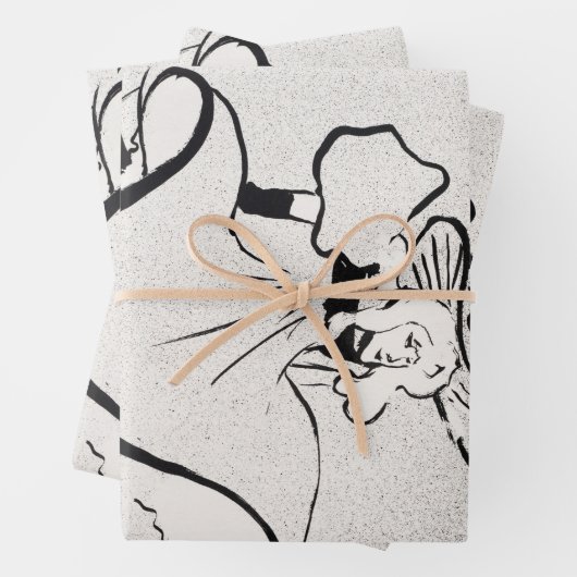 Zwarte en witte kunst Jane Avril van Toulouse Laut Inpakpapier Vel (In situ)