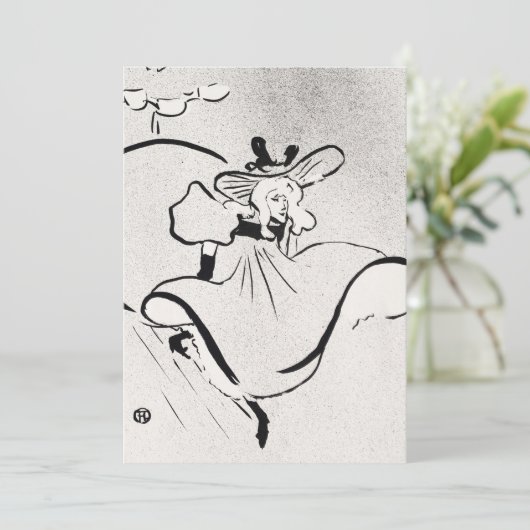 Zwarte en witte kunst Jane Avril van Toulouse Laut Kaart (Staand voorkant)