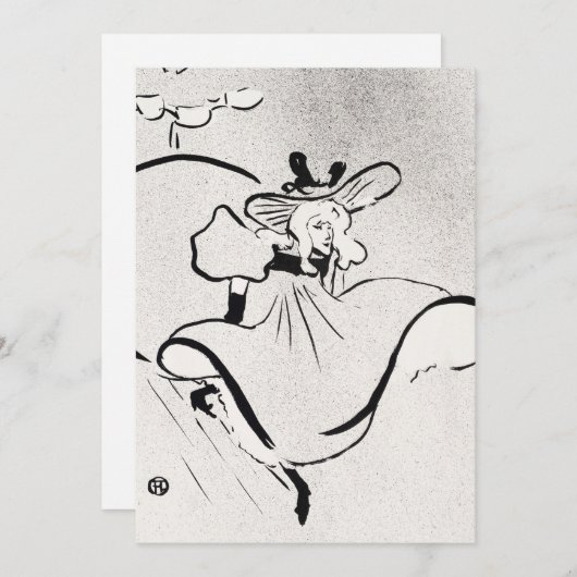 Zwarte en witte kunst Jane Avril van Toulouse Laut Kaart (Voorkant / Achterkant)