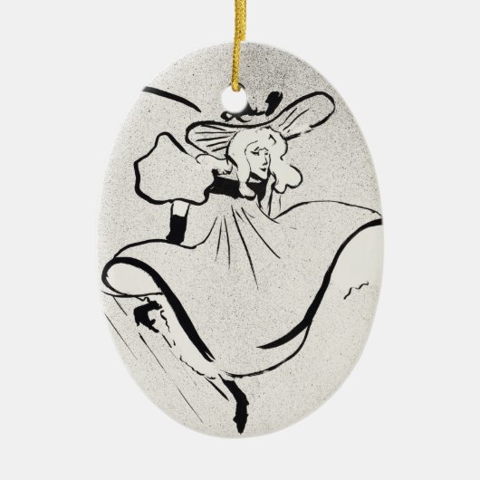 Zwarte en witte kunst Jane Avril van Toulouse Laut Keramisch Ornament (Voorkant)