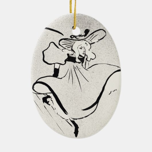 Zwarte en witte kunst Jane Avril van Toulouse Laut Keramisch Ornament (Achterkant)