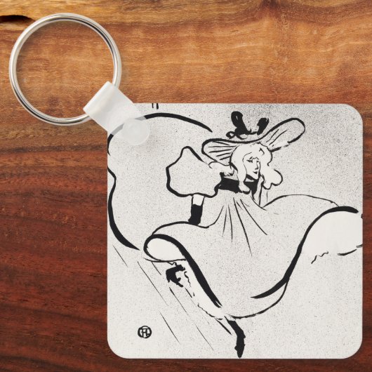 Zwarte en witte kunst Jane Avril van Toulouse Laut Sleutelhanger (Voorkant)