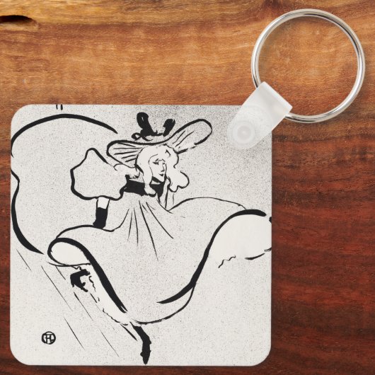 Zwarte en witte kunst Jane Avril van Toulouse Laut Sleutelhanger (Achterkant)