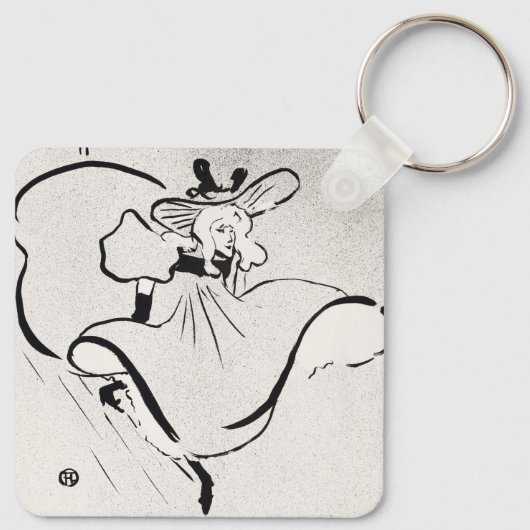 Zwarte en witte kunst Jane Avril van Toulouse Laut Sleutelhanger (Achterkant)