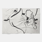 Zwarte en witte kunst Jane Avril van Toulouse Laut Theedoek (Horizontaal)