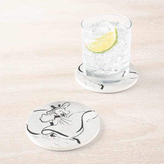 Zwarte en witte kunst Jane Avril van Toulouse Laut Zandsteen Onderzetter (Zijkant)