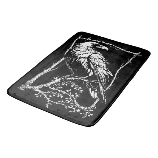 Zwarte en witte kunst kraaien, raven badmat (Gekanteld)