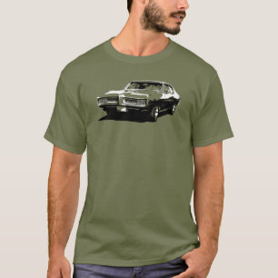 Zwarte en witte kunst van 1968 GTO op gekleurd t-s T-shirt