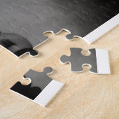 Zwarte en witte kunstlicht lichtwolken in de lucht legpuzzel (Zijkant)