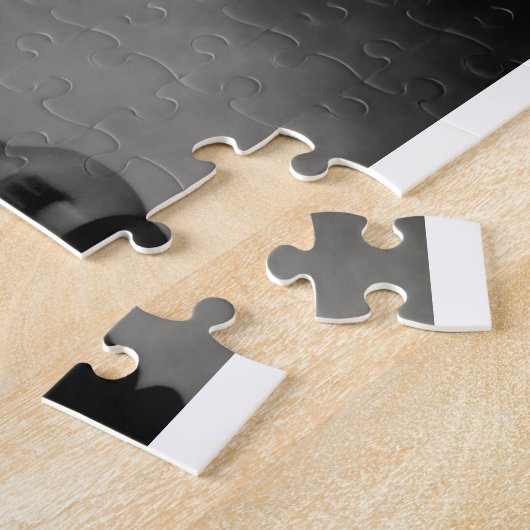 Zwarte en witte kunstlicht lichtwolken in de lucht legpuzzel (Zijkant)